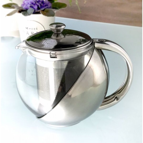 画像2: 【新製品】ステンレス製耐熱ガラス丸型ティーポット「ｎａｇｏｍｉ」５００ｍｌ（新型茶こし） (2)